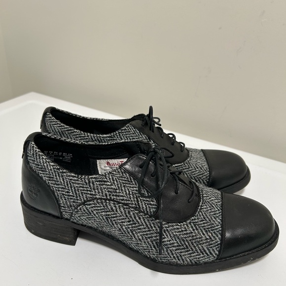 Timberland Harris Tweed Oxford Shoes Black Gray Size 10 - Picture 2 of 15